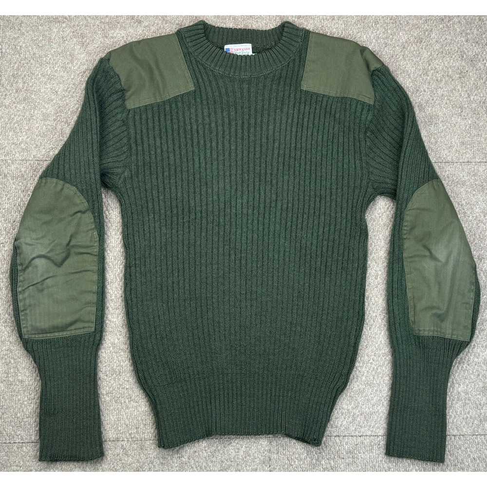 Commando by Jack Young Patches Vtg Made In USA Green Long Sleeve Sweater Size 44